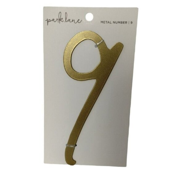 Park Lane Goldtone Metal Number 9 Address Doorplate 2 x 7 in Crafty Initial New - Picture 1 of 2
